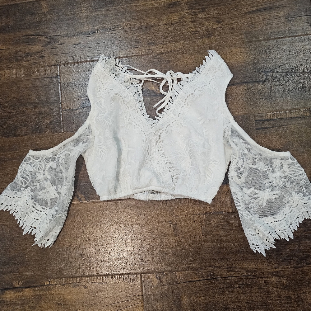 White Lace Crop Top